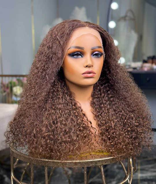 Chocolate Brown Front Curly 24 Inch Wig - Image 3