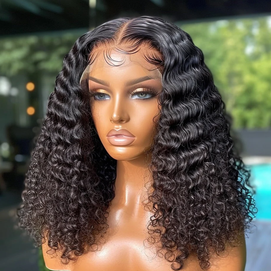 Double Drawn Wear And Go Curly With 5 X5 Lace Wigs