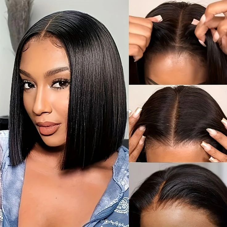 Double Drawn Glue-less Pre- Bleached Bob Wigs - Image 5
