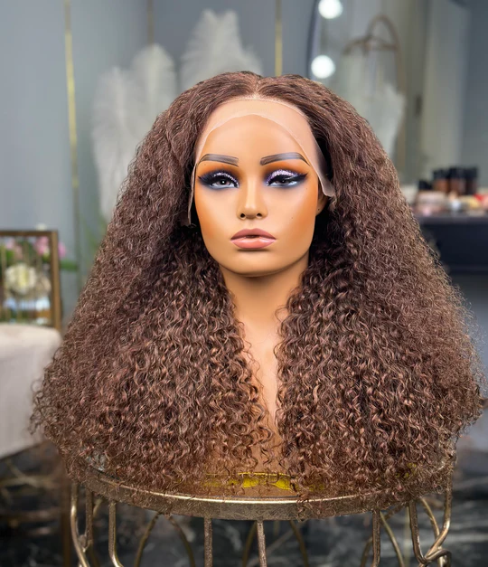 Chocolate Brown Front Curly 24 Inch Wig