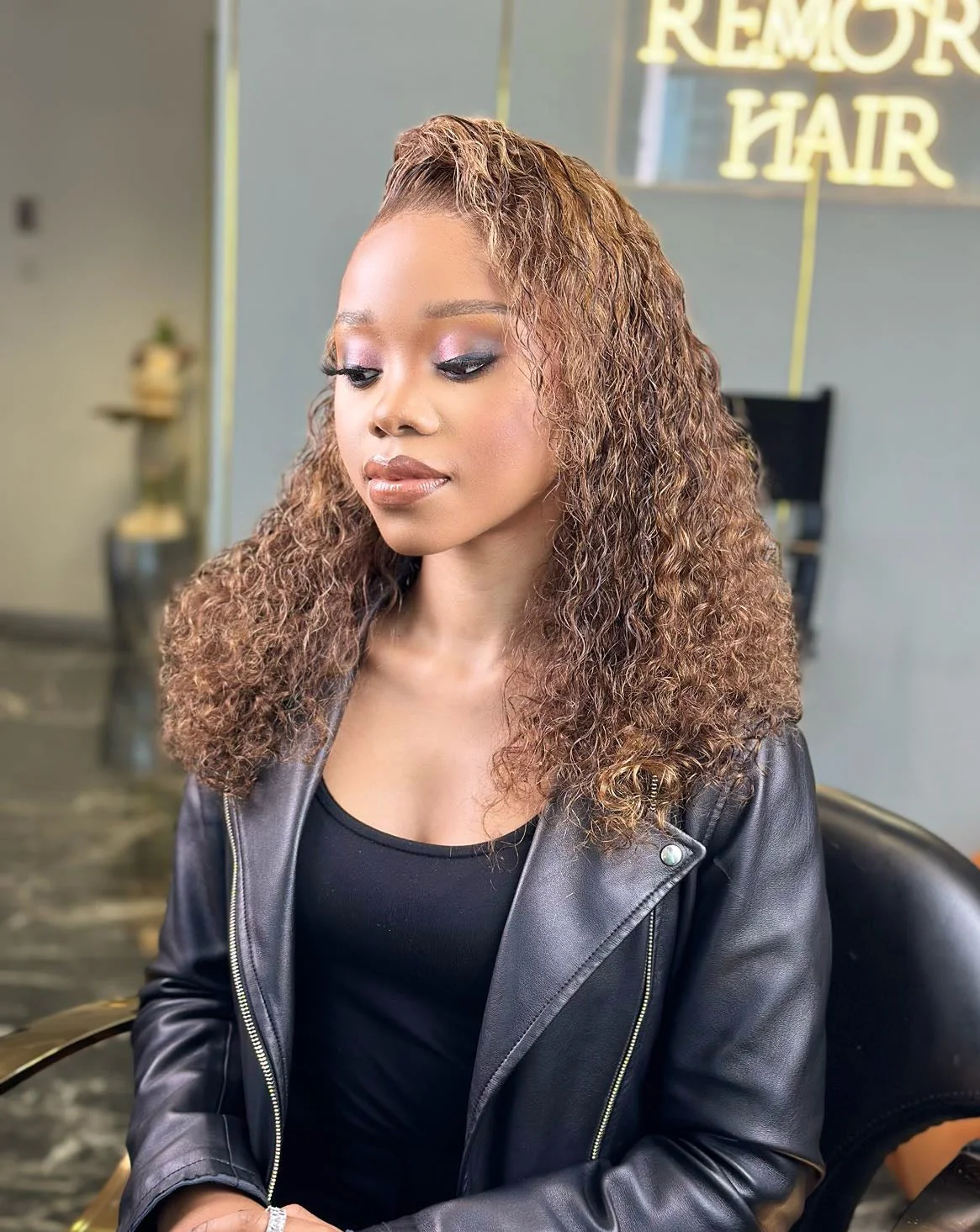 Double Drawn Highlight Frontal Loose Curly 18 inch Wig