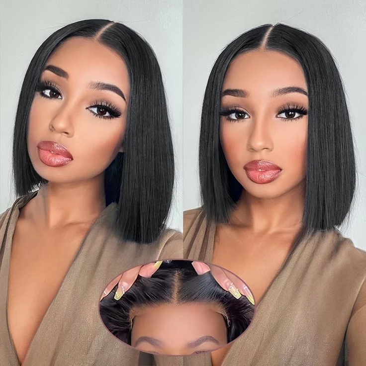 Wear And Go Pre-Bleached Double Drawn Bob With 7 X 5 Closure Wigs - Image 5
