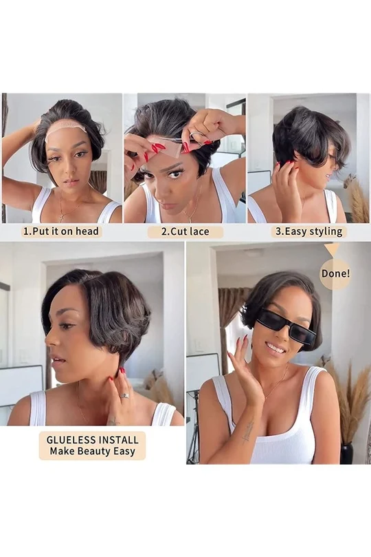 Stylish Short Glue-less Pixie Cut Wig - Image 2