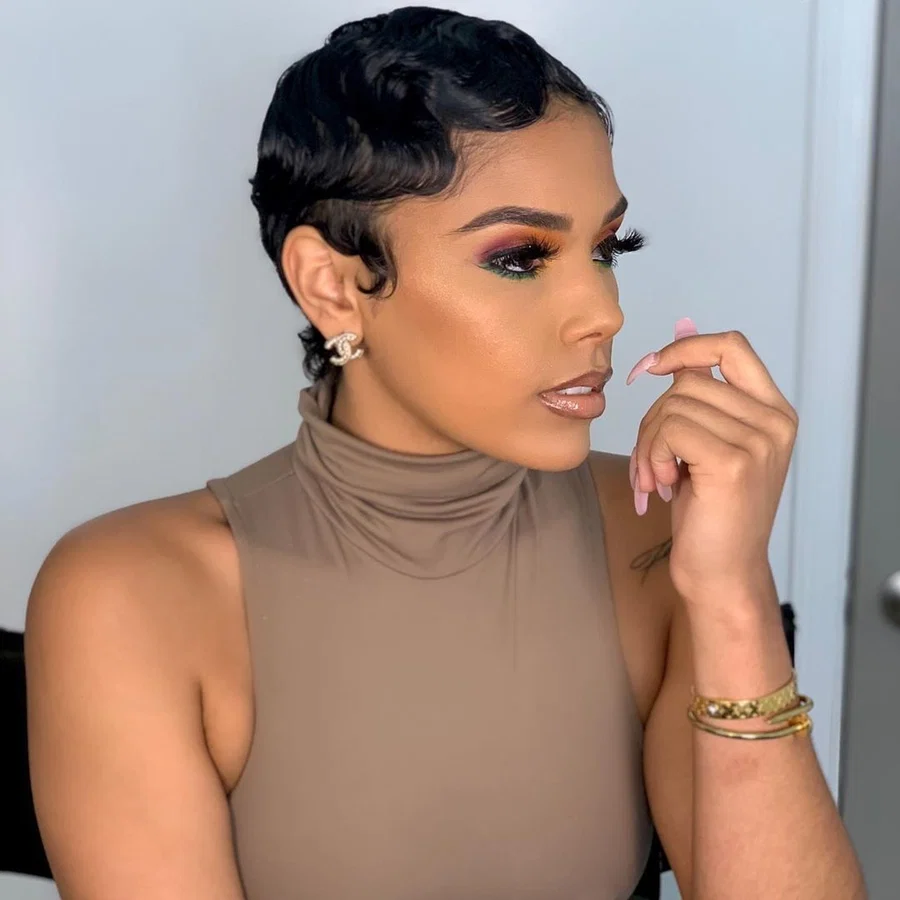 Finger Wave Side Part Pixie Cut Wig